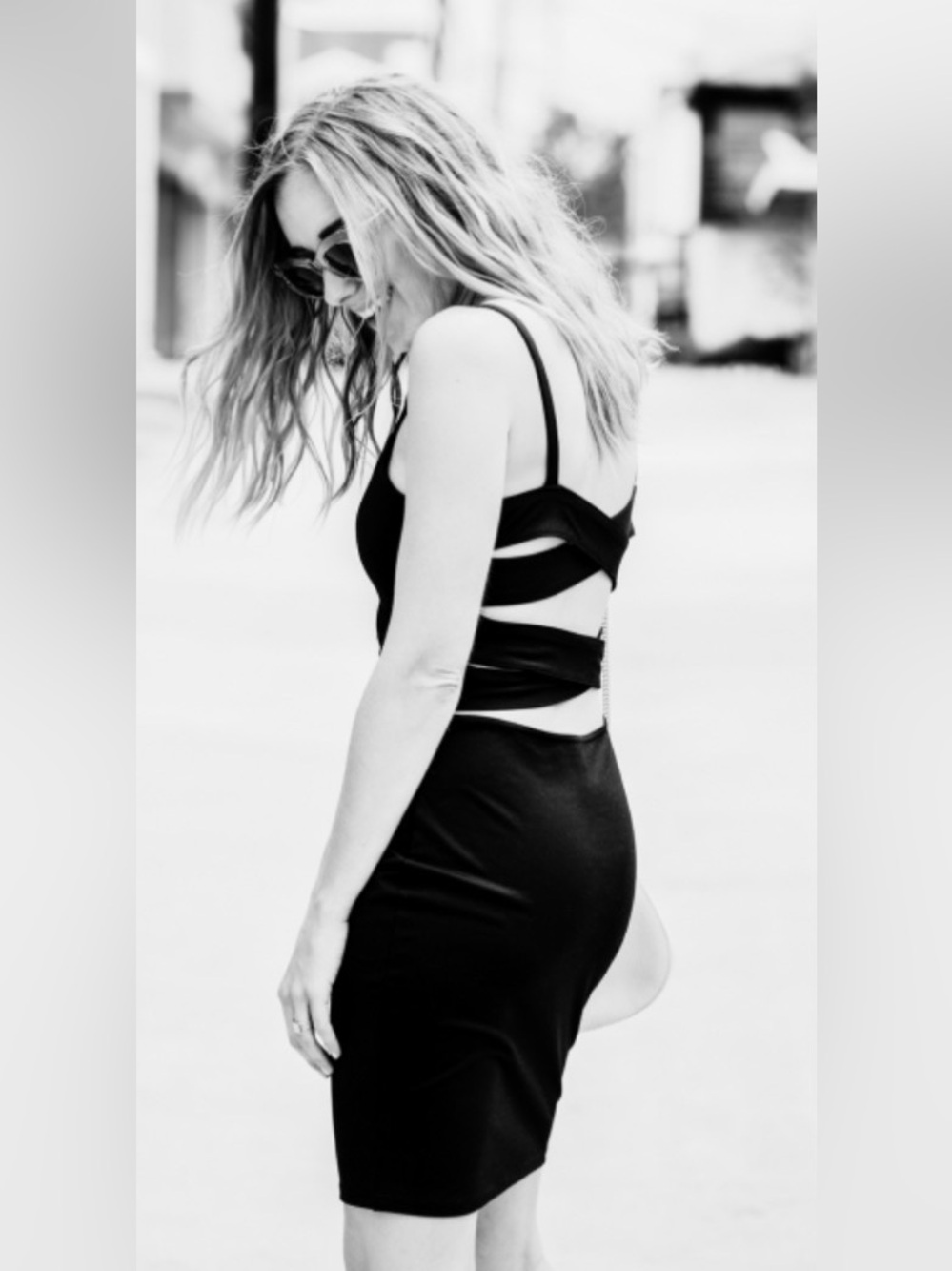 Fabletics Malindi Black Crisscross Cutout Back Dress - Size: M
